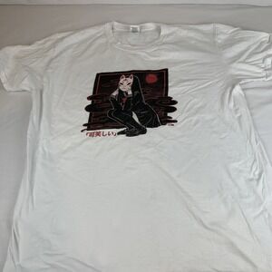 Gildan T Shirt XL Anime Girl Wearing Kitsune Mask Wearing A Japanese School